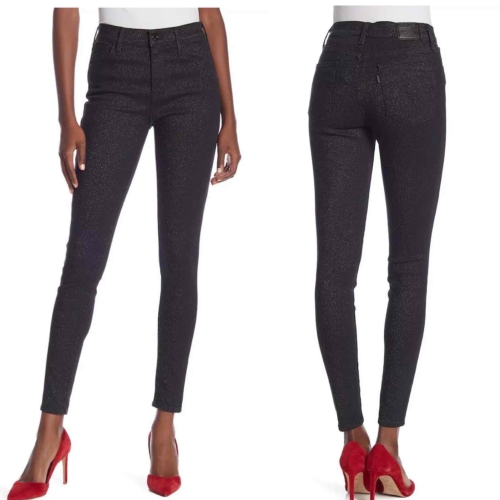 Levi's 720 Shimmer Premium‎ Black 26X32 High-Rise Skinny Pants